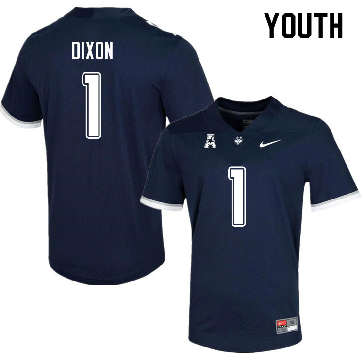 Youth #1 Malik Dixon Uconn Huskies College Football Jerseys Sale-Navy